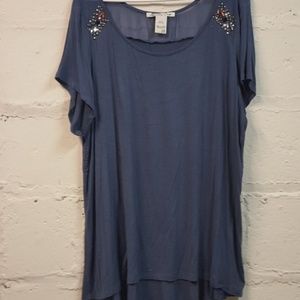 American Rag Plus Size Gorgeous Blue Jeweled Top
